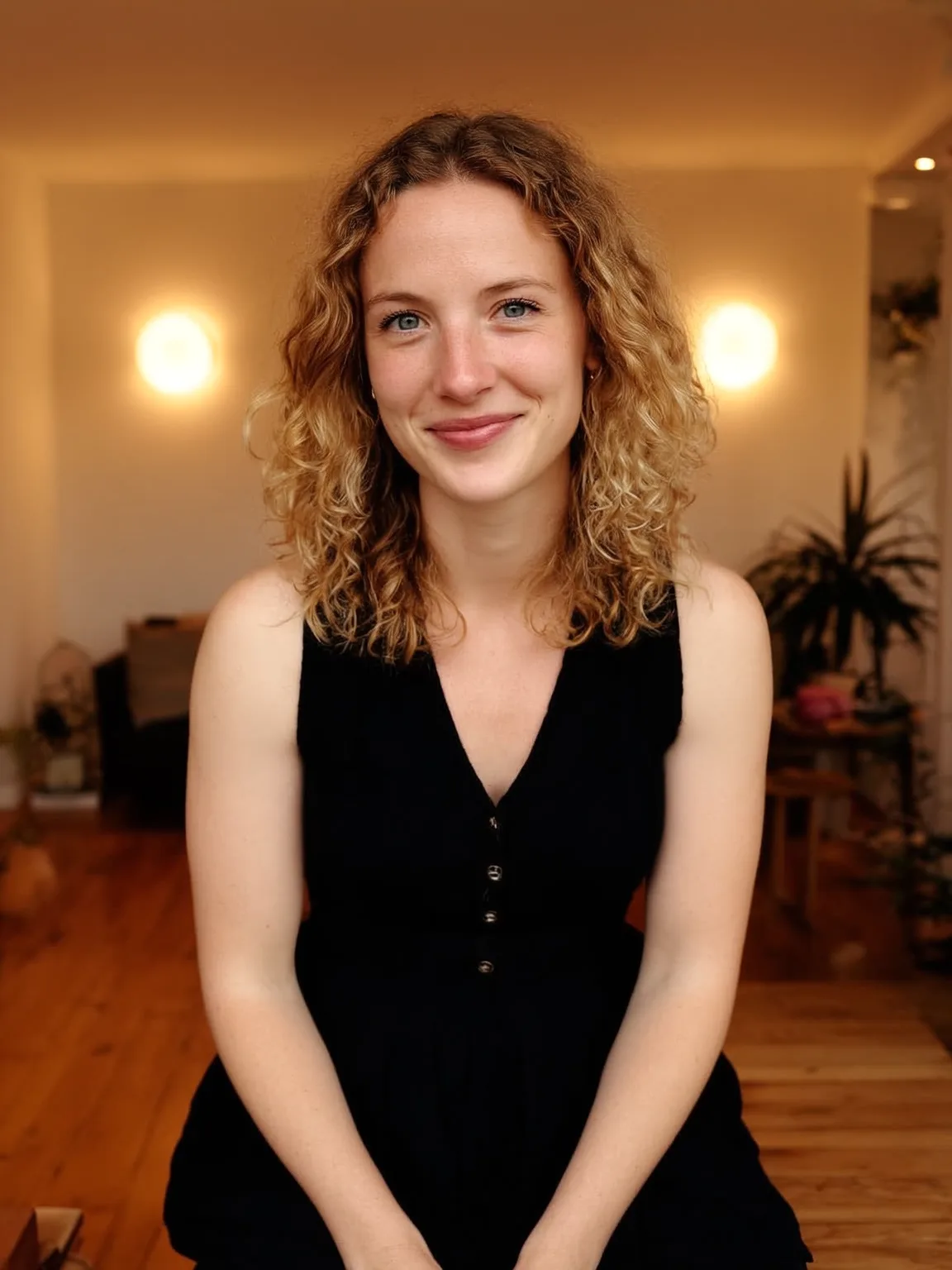 Warm Honey Blonde Voluminous Natural Curls